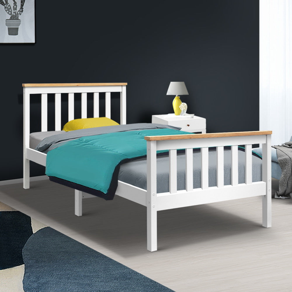 Susa Single Wooden Bed Frame, White