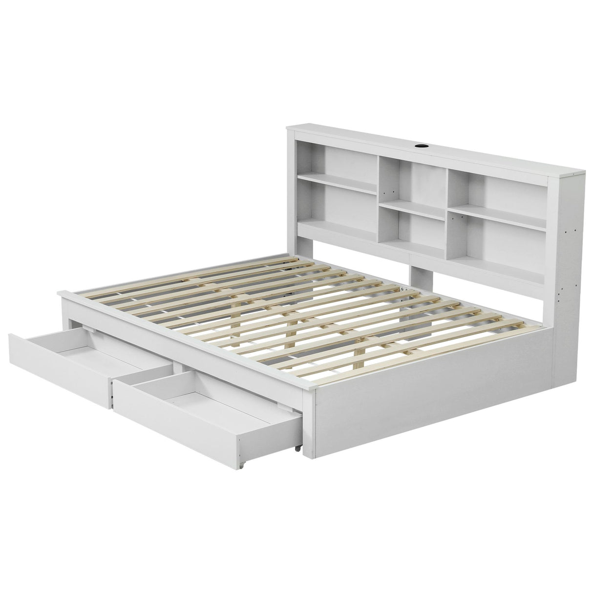 Byron Farmhouse Double Bed with Storage, White, view 5