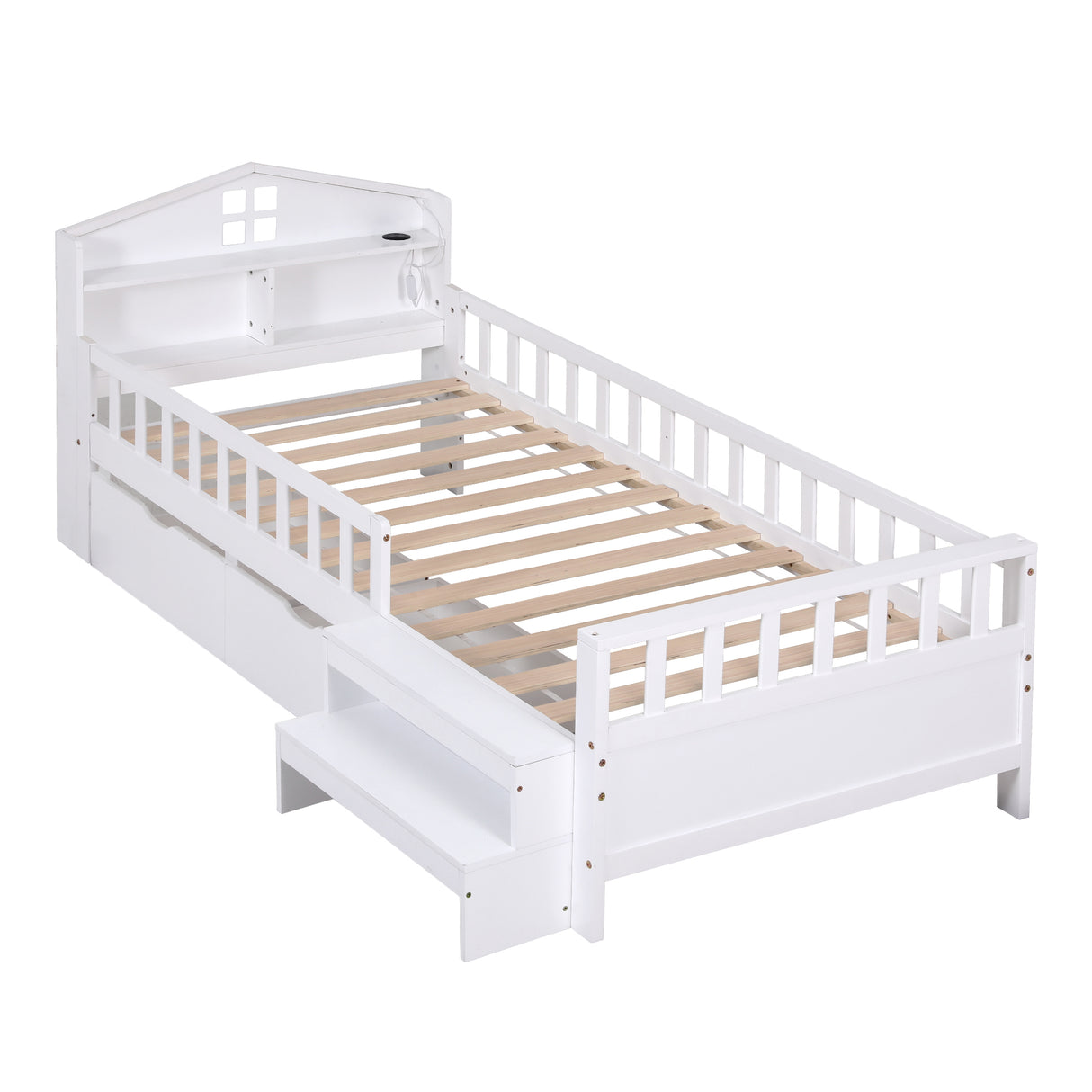 Ventimiglia Single Wooden Bed Frame, White