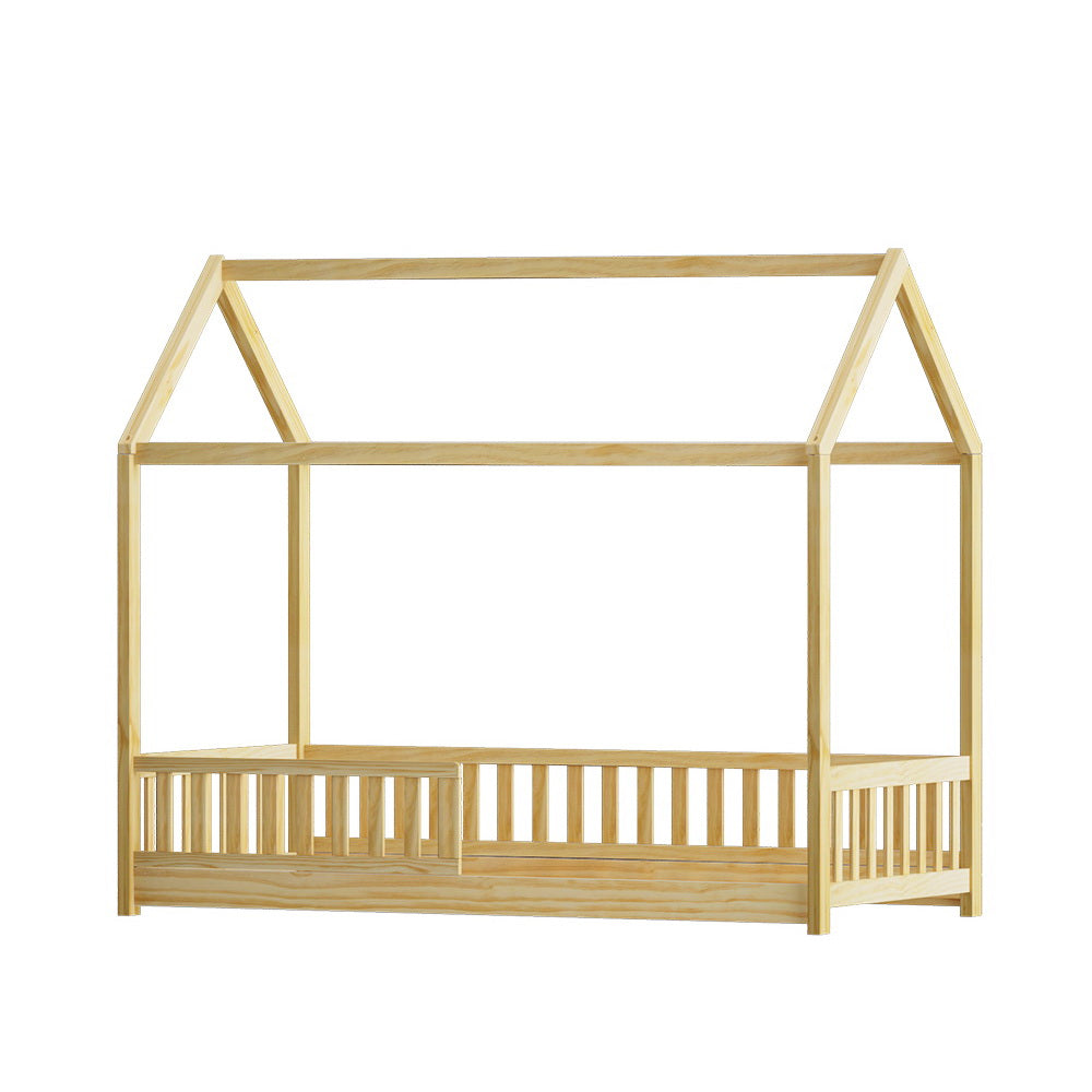 Kids house single bed frame in oak