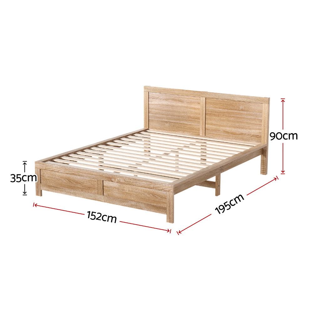 Artiss double acacia wood bed frame side profile — Allure Home Collections