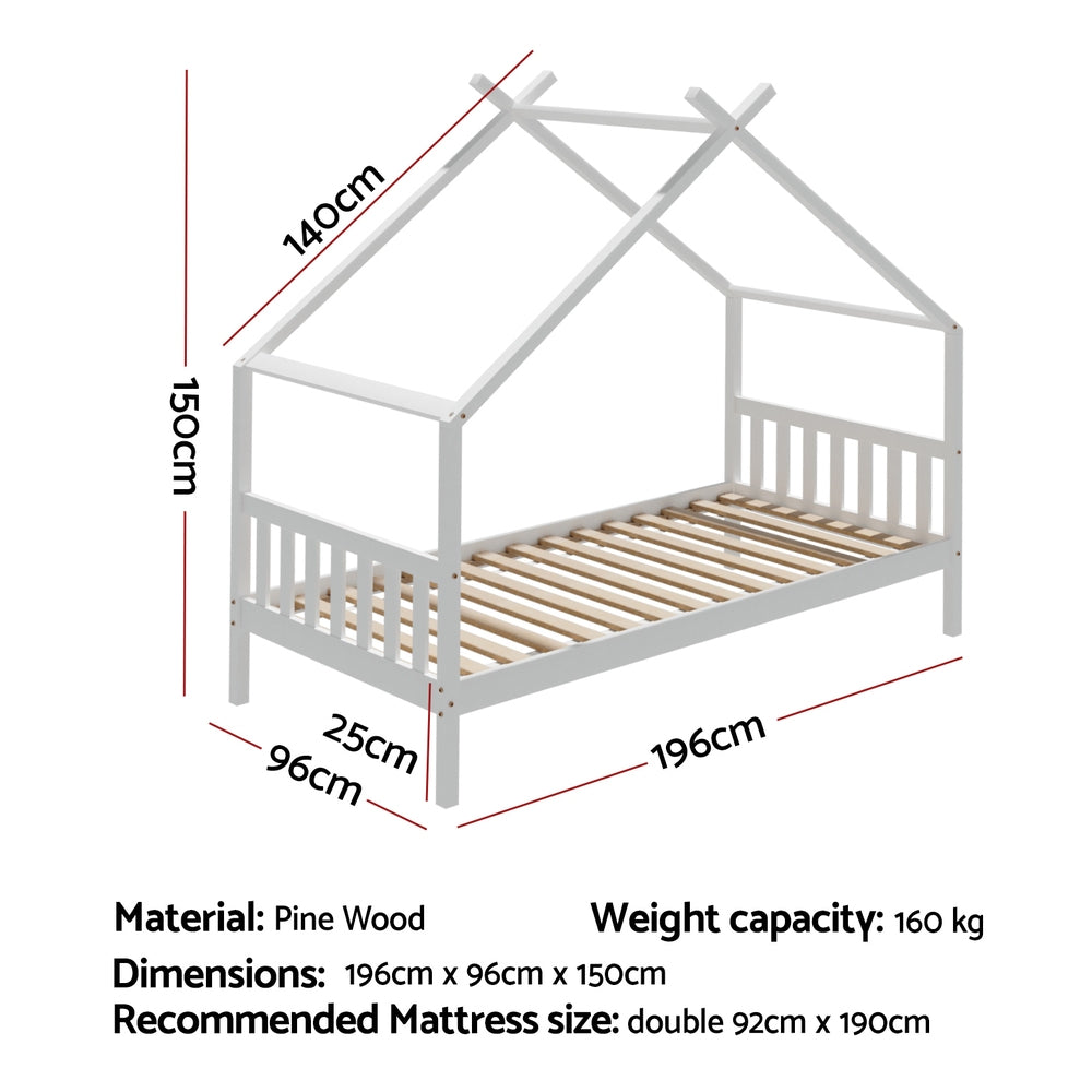 Nervi Single Wooden Bed Frame, White