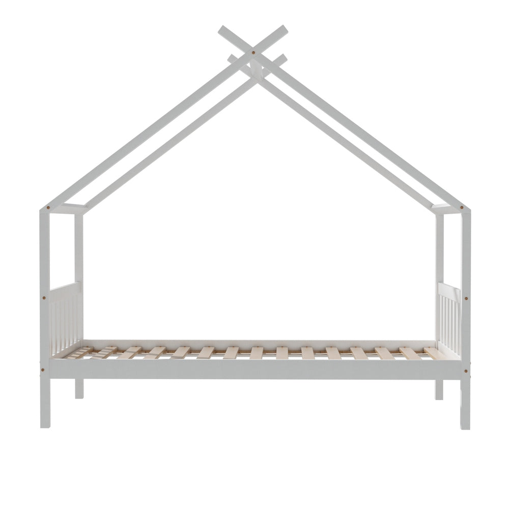 Nervi Single Wooden Bed Frame, White