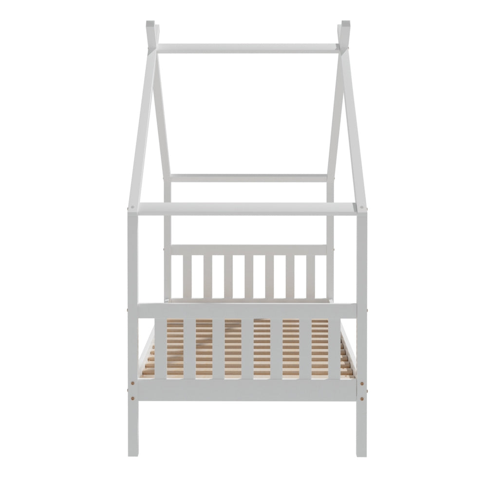 Nervi Single Wooden Bed Frame, White