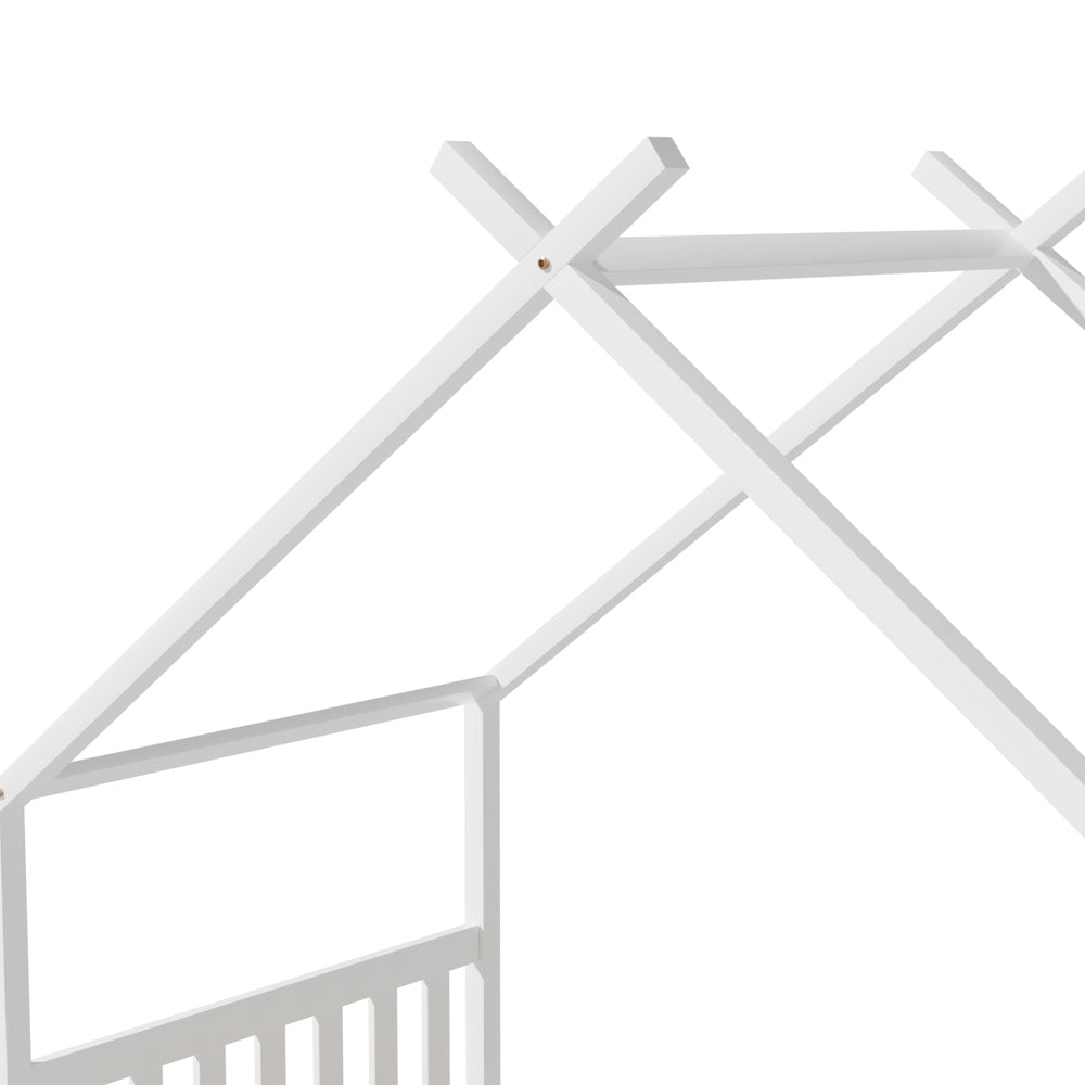 Nervi Single Wooden Bed Frame, White