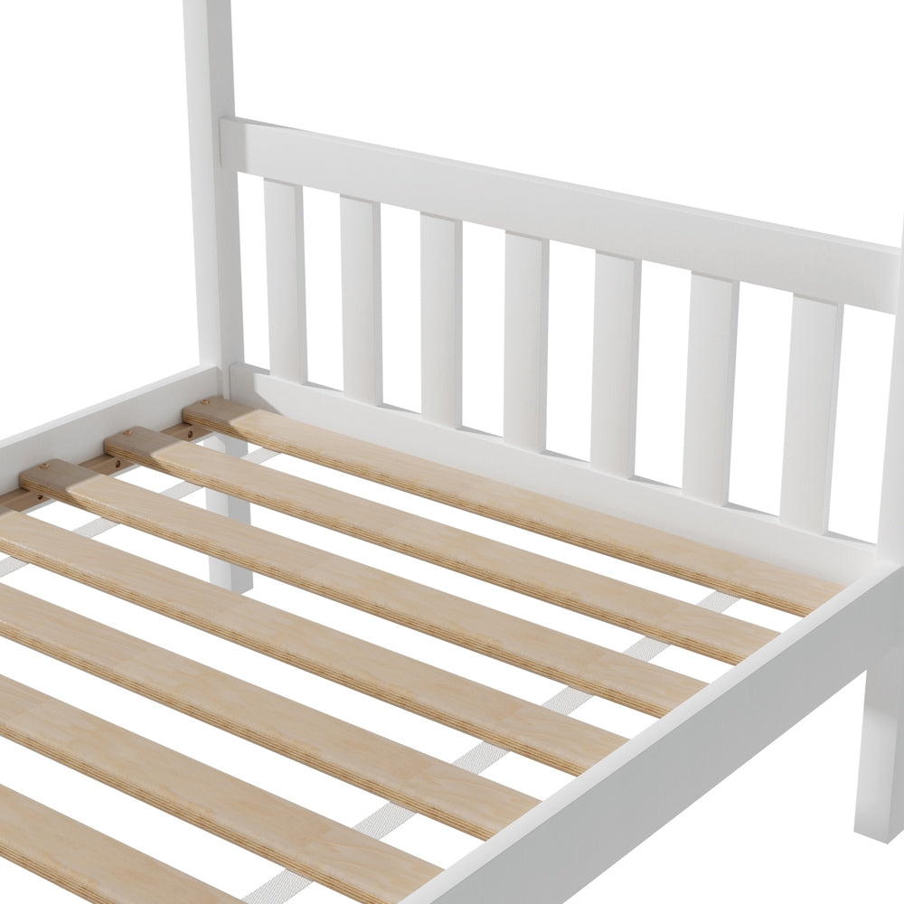 Nervi Single Wooden Bed Frame, White