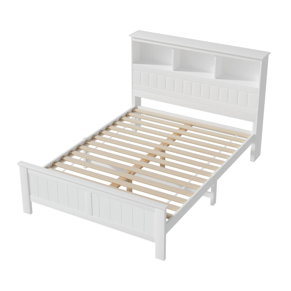 Cogne White Double bed frame in a modern bedroom