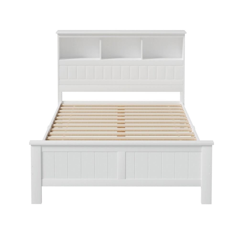 Cogne Double Wooden Bed Frame, White