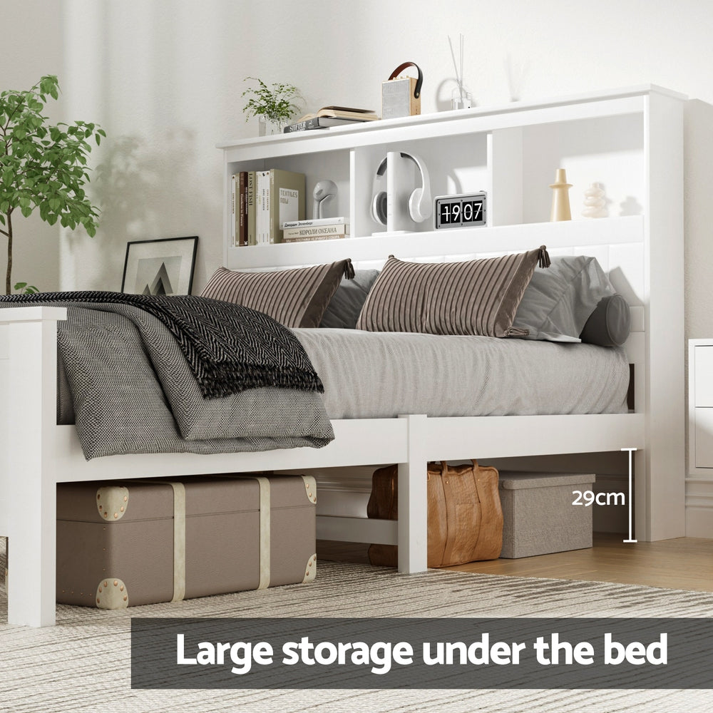 Cogne Double Wooden Bed Frame, White