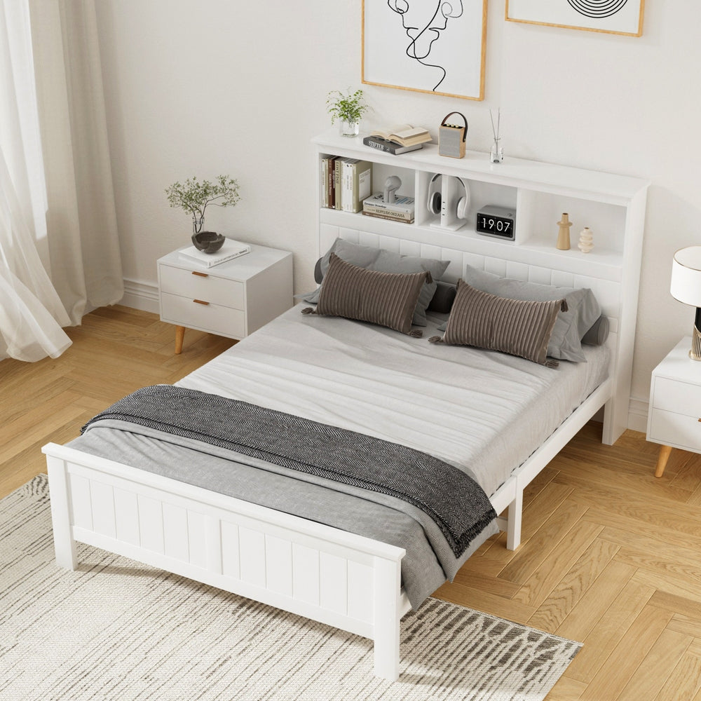 Cogne Double Wooden Bed Frame, White