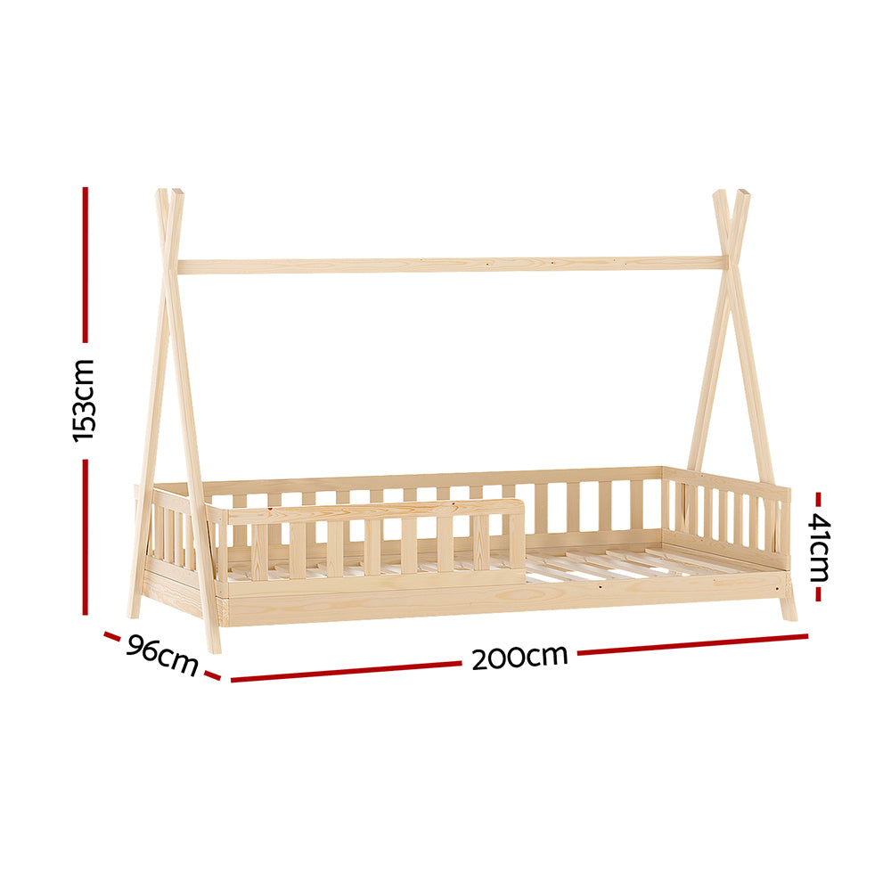 Kids House Single Bed Frame, Timber