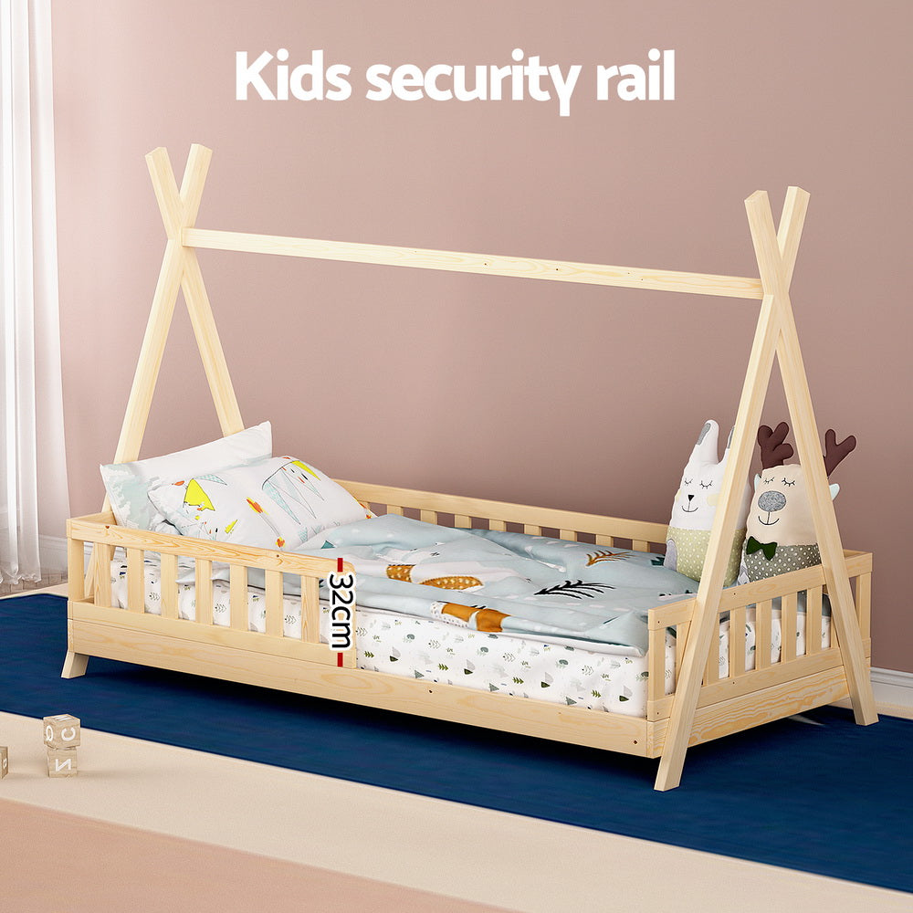 Kids House Single Bed Frame, Timber