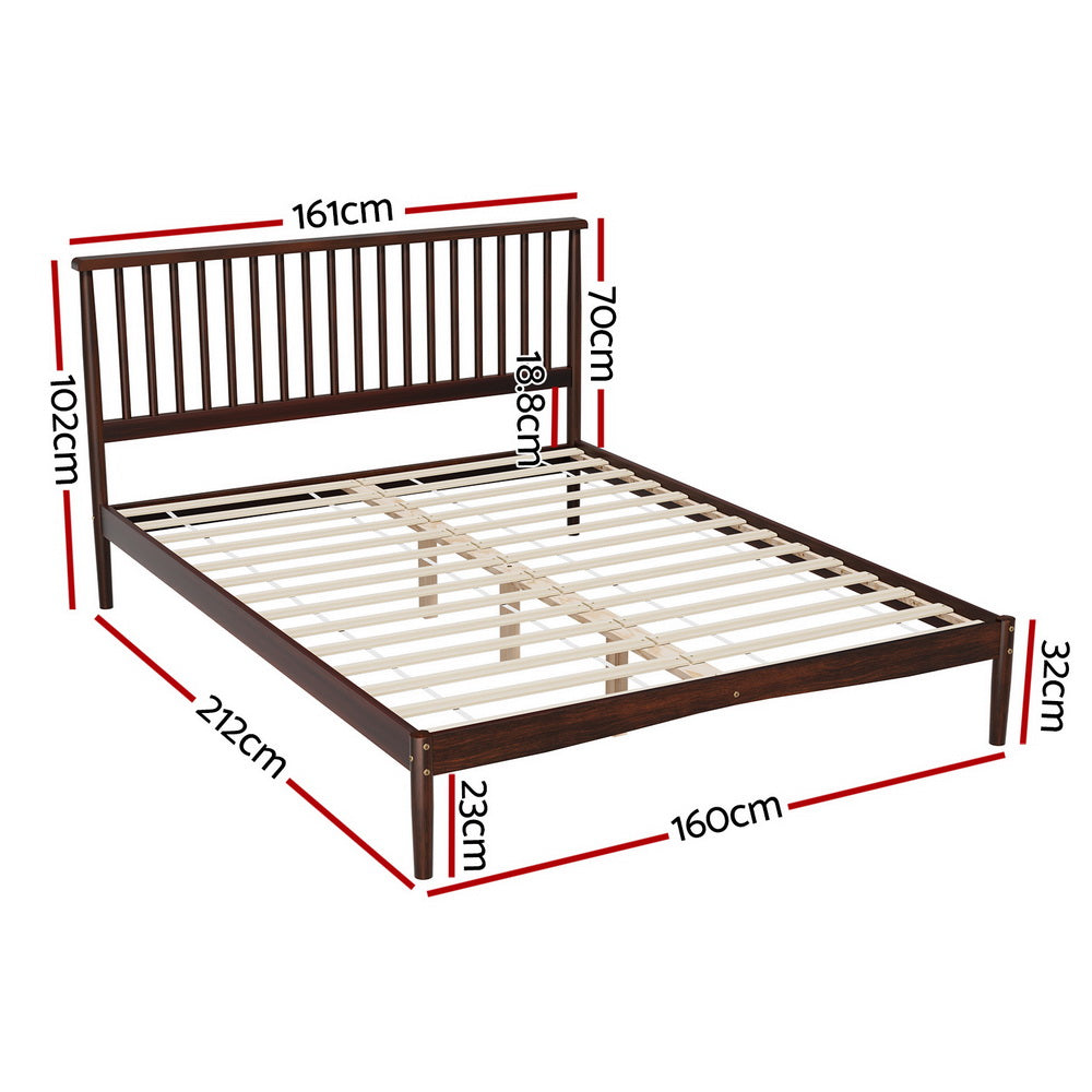 Artiss Vise Queen Size Bed Frame - Walnut Finish