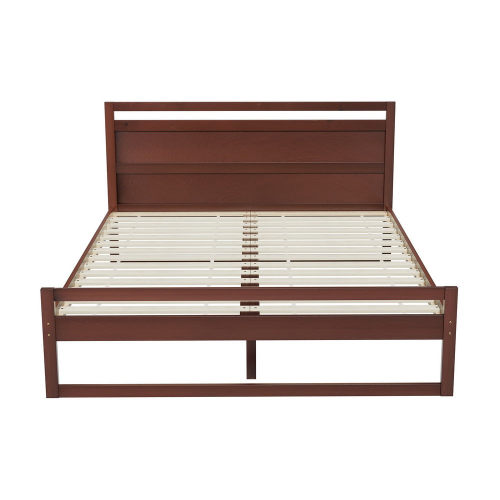 Artiss WITTON double walnut bed frame side profile — Allure Home Collections