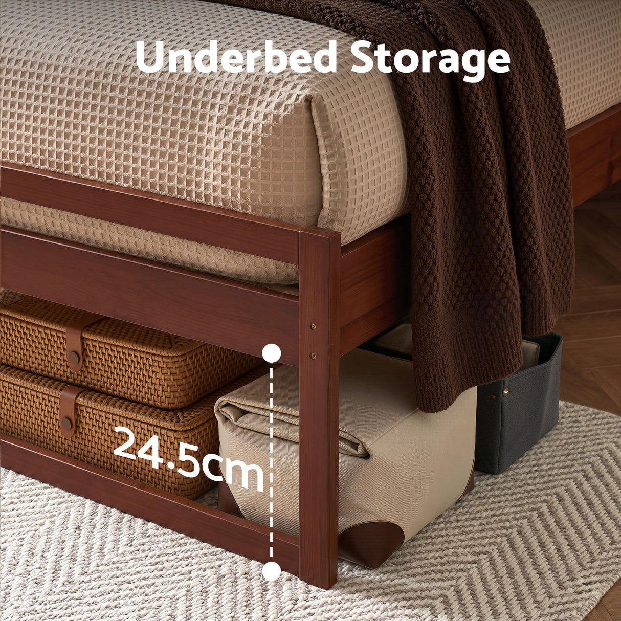 Rivoli King Single Wooden Bed Frame, Walnut