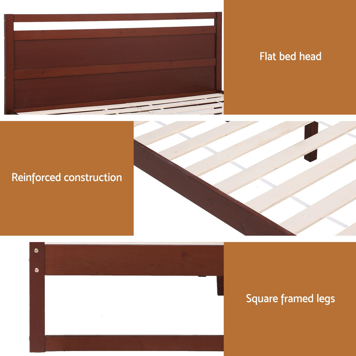 Rivoli King Single Wooden Bed Frame, Walnut