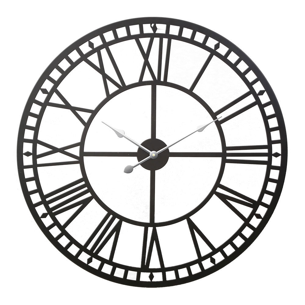 Large metal vintage wall clock 80cm black front view