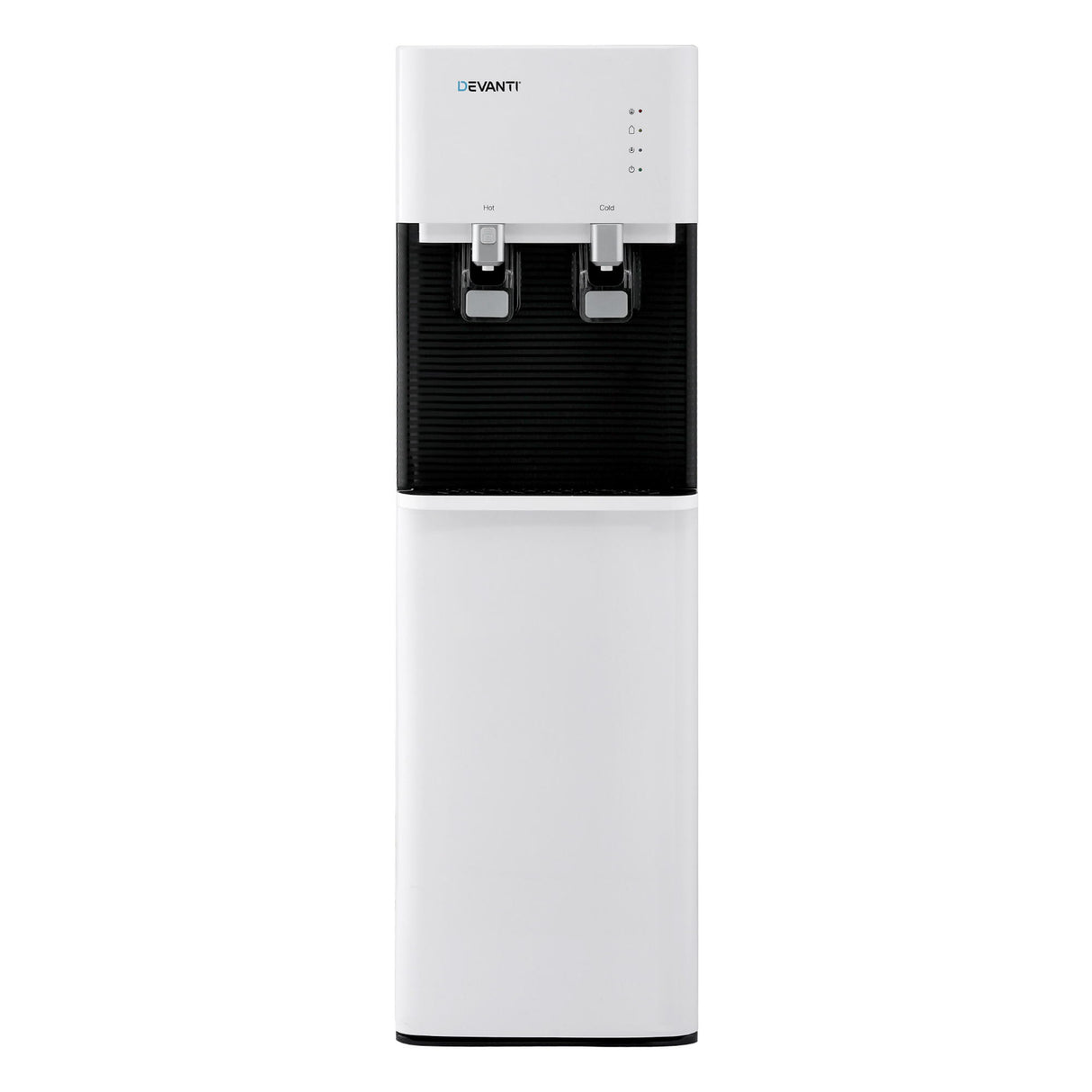 Close up of the hot and cold taps with child safety lock on the water dispenser