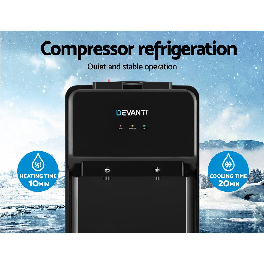 Removable drip tray on the black bench top water cooler
