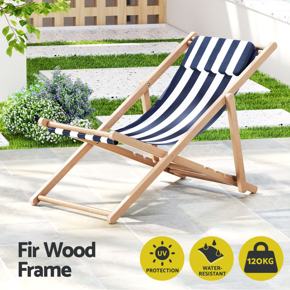 Gilston Sun Lounge, Blue Stripe Timber