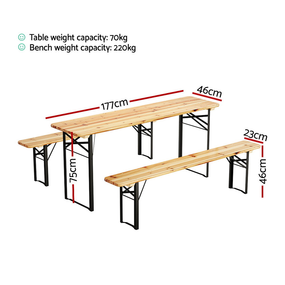 Gardeon 3 Piece Outdoor Dining Set with Wooden Bench Table and Lounge Setting — Allure Home Collections
