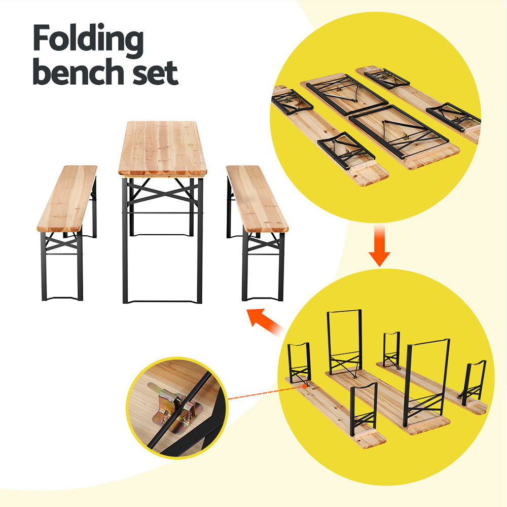 Gardeon 3 Piece Outdoor Dining Set with Wooden Bench Table and Lounge Setting — Allure Home Collections