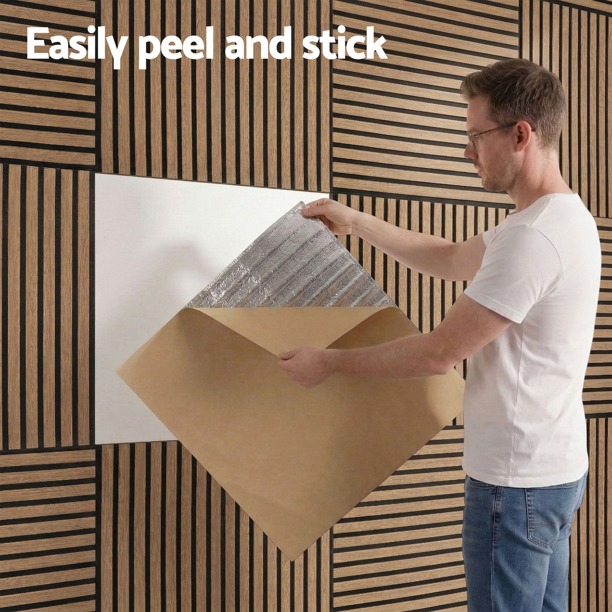 Vera Peel and Stick Wall Panels, 68 x 68cm, Brown, 10pcs