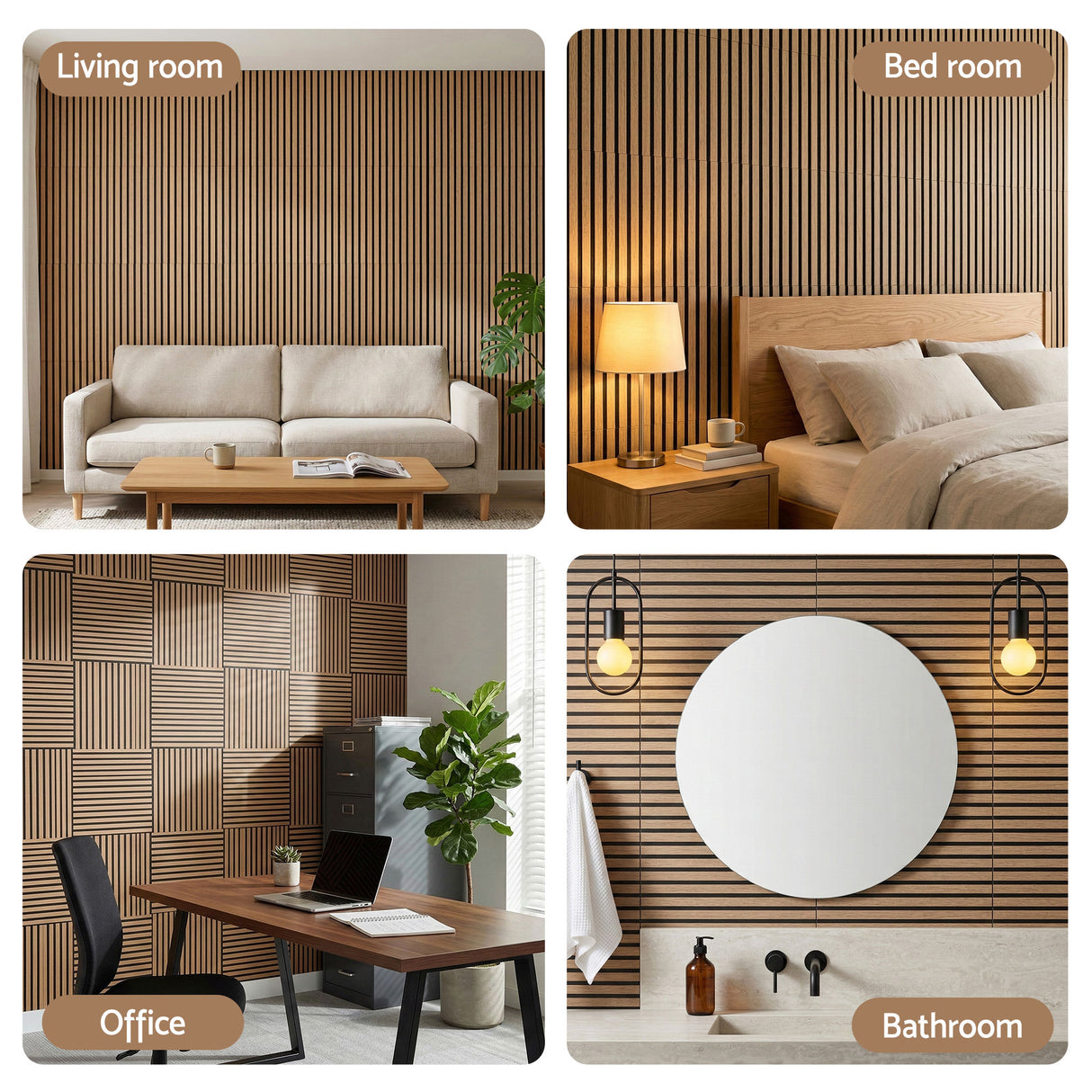 Vera Peel and Stick Wall Panels, 68 x 68cm, Brown, 10pcs