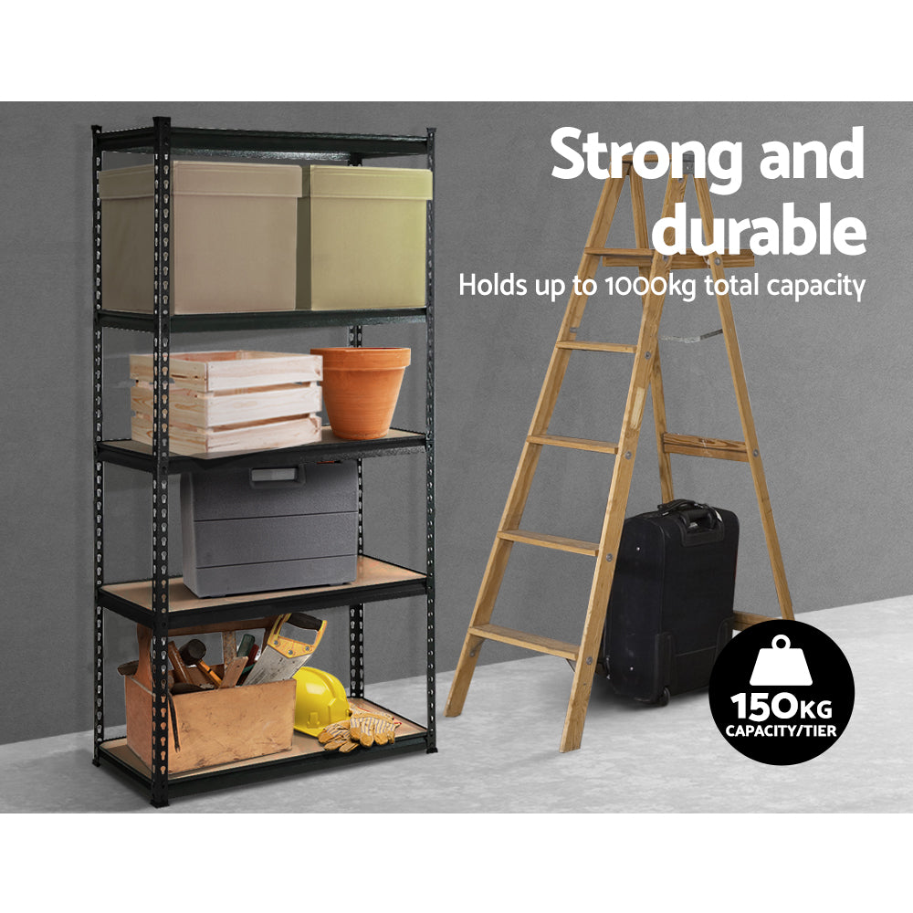Garage Shelving Rack 6 Pack 5 Tier 70 x 30 x 150cm Black