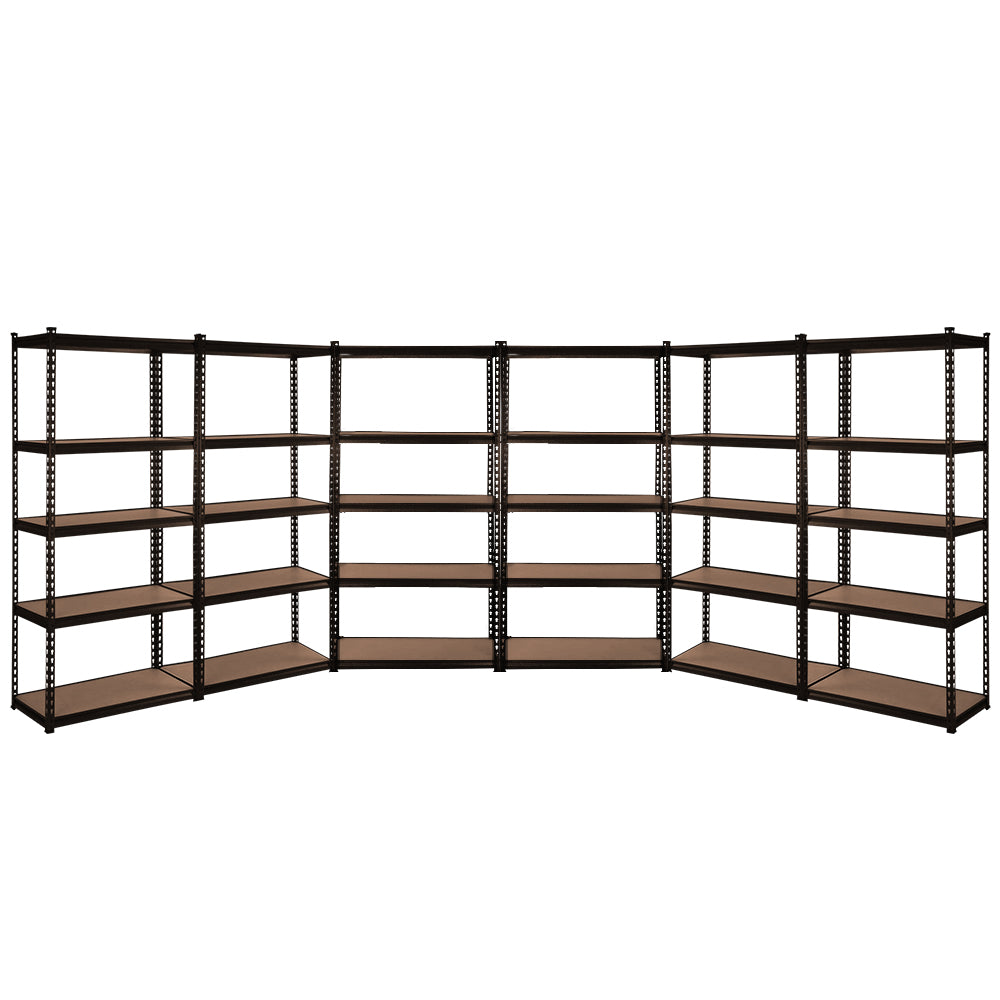 Garage Shelving Rack 6 Pack 5 Tier 70 x 30 x 150cm Black