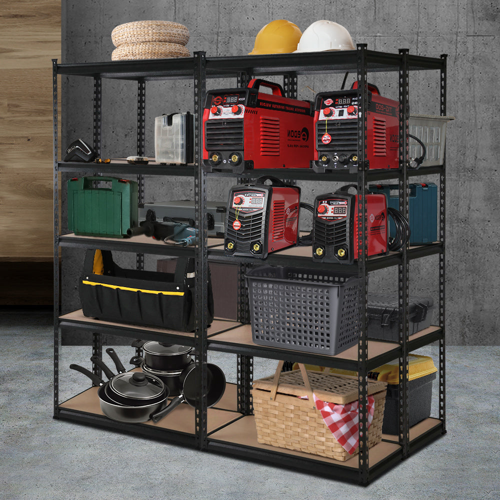 Garage Shelving Rack 4 Pack 5 Tier 90 x 40 x 180cm Black