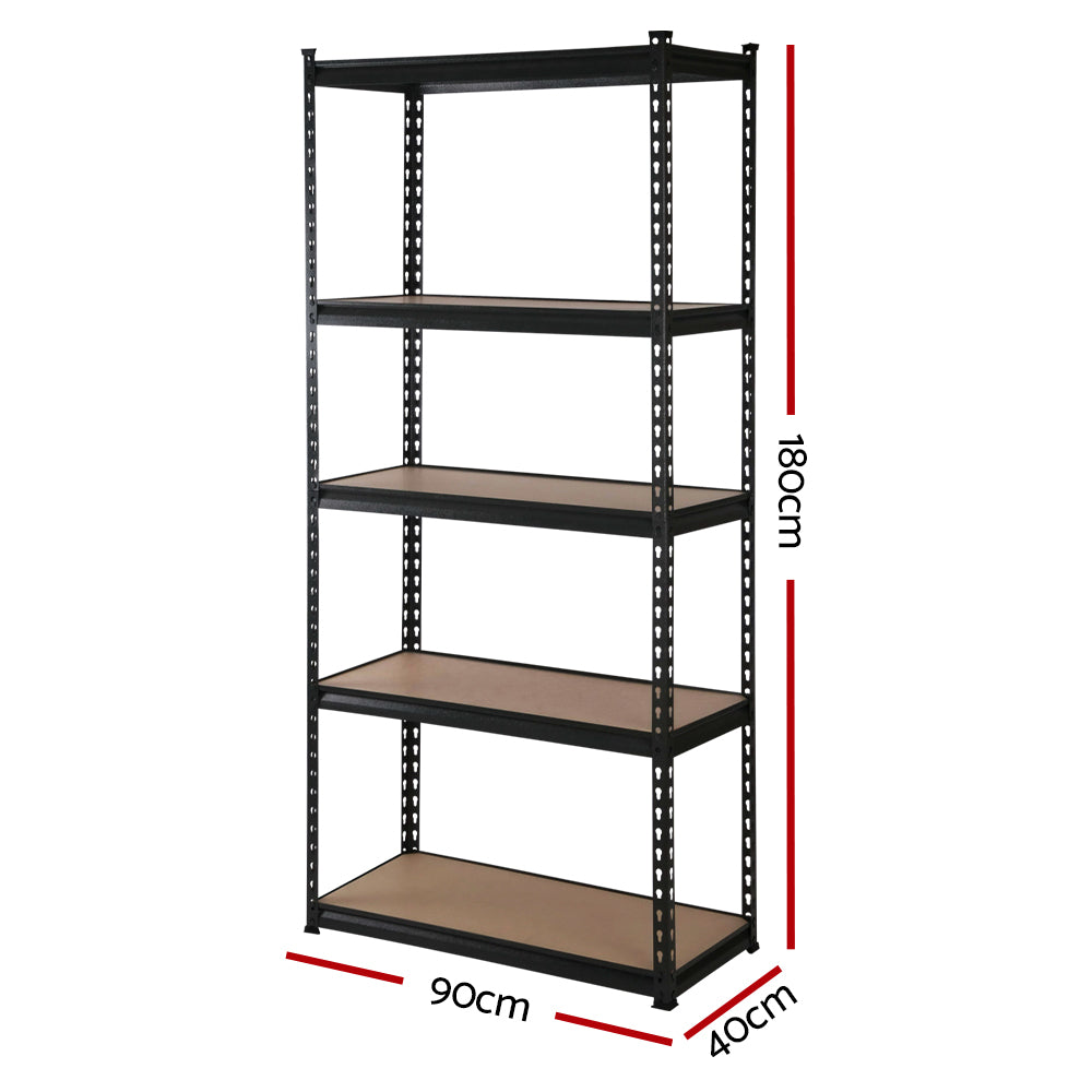 Garage Shelving Rack 4 Pack 5 Tier 90 x 40 x 180cm Black