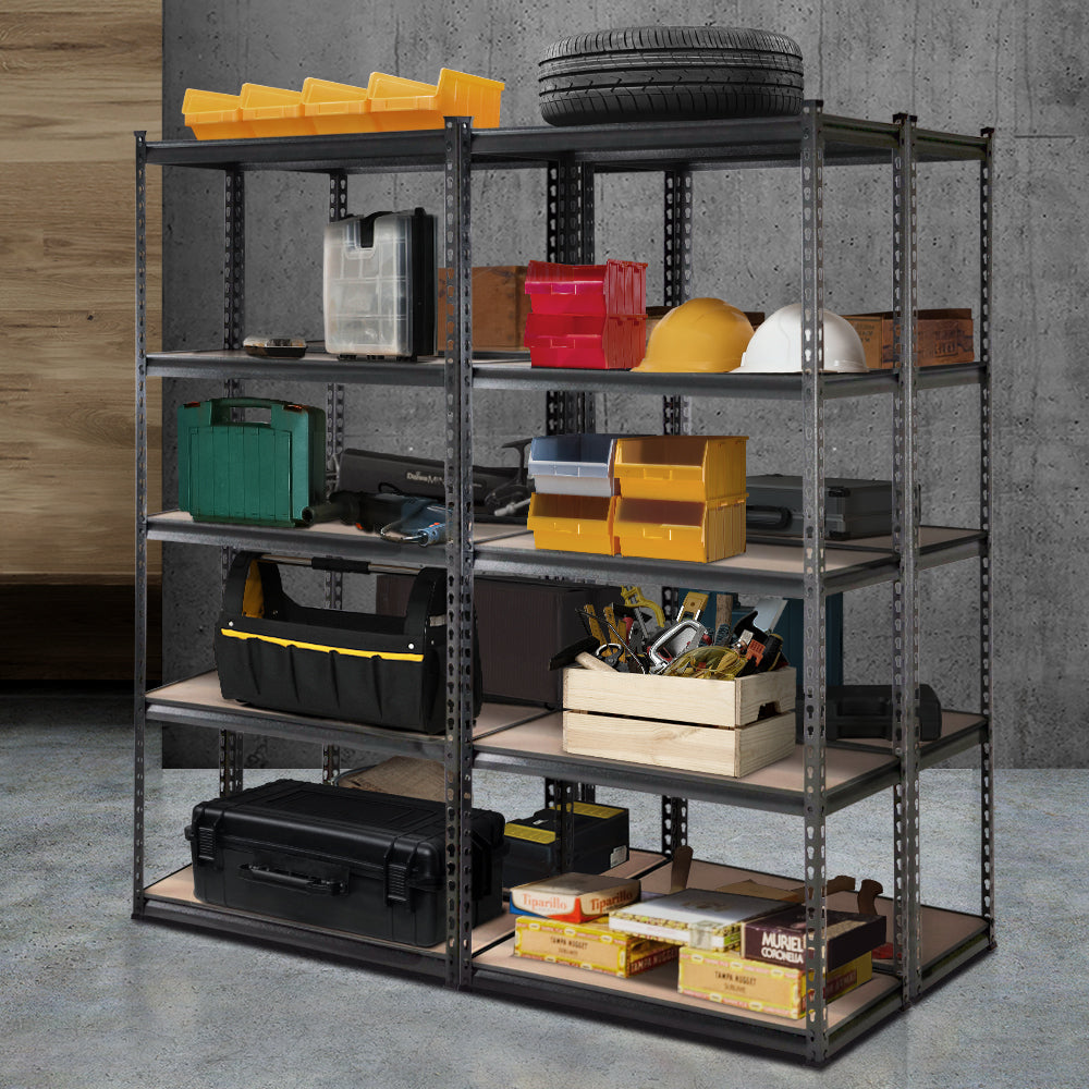 4 Pack 5 Tier Steel Storage Shelving Rack 90 x 40 x 180cm Charcoal - view 1
