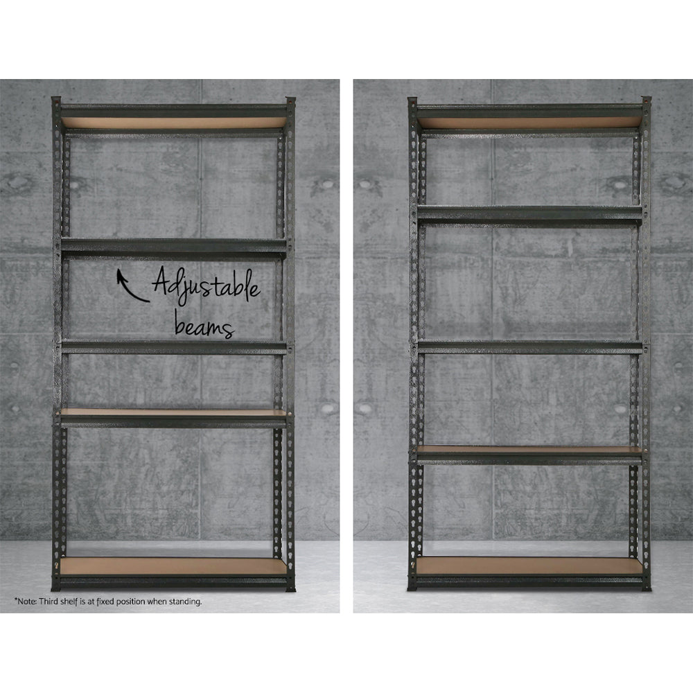4 Pack 5 Tier Steel Storage Shelving Rack 90 x 40 x 180cm Charcoal - view 6