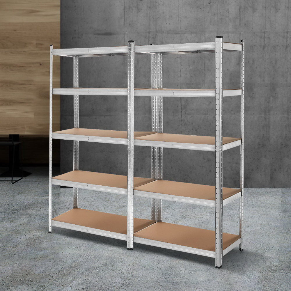 5 tier steel garage shelving rack 2 pack in silver