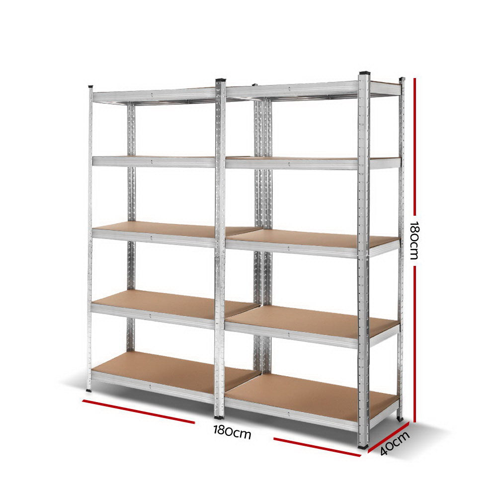 5 tier steel garage shelving rack 2 pack in silver