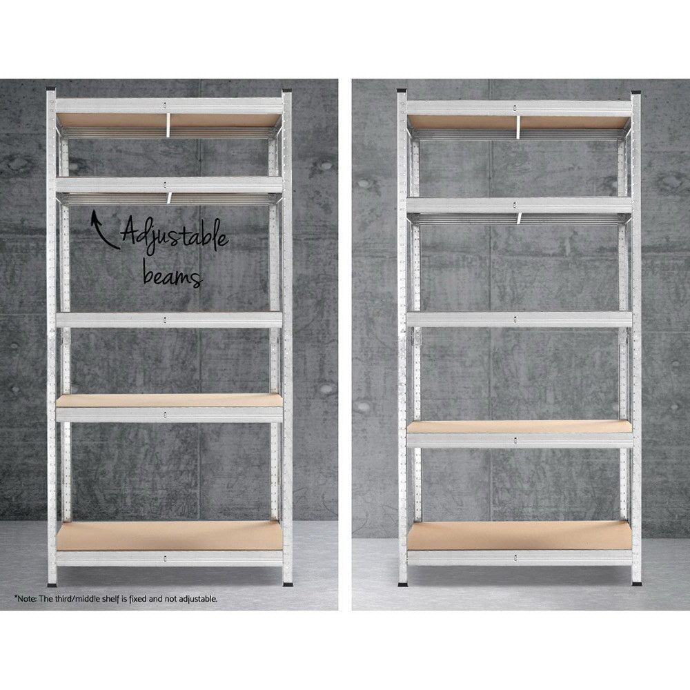 5 tier steel garage shelving rack 2 pack in silver