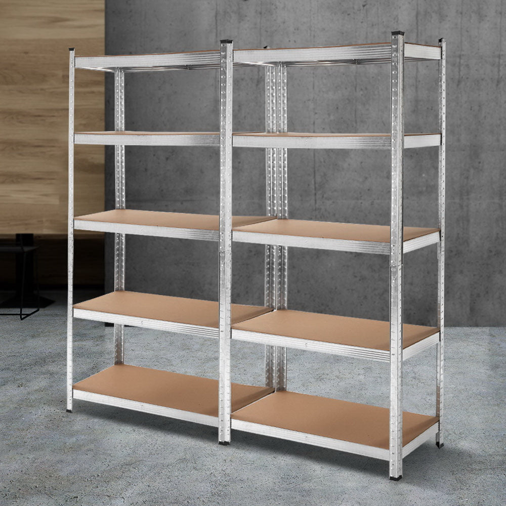 5 tier steel garage shelving rack 2 pack in silver
