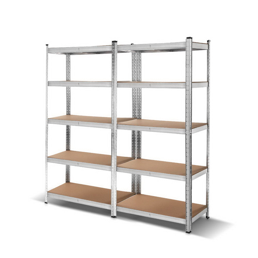 5 tier steel garage shelving rack 2 pack in silver
