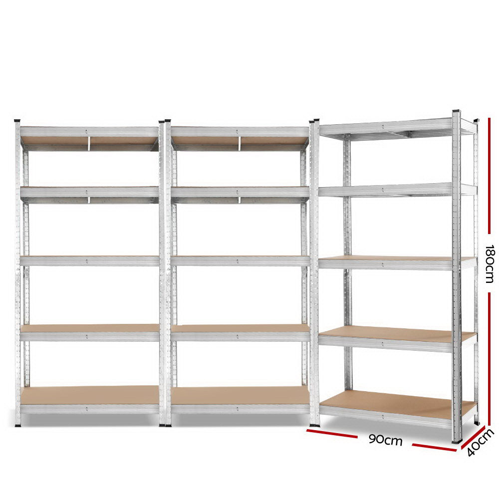 5 tier steel storage shelving rack in silver view 2