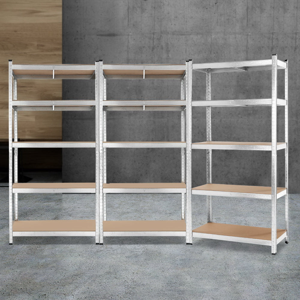 5 tier steel storage shelving rack in silver view 7