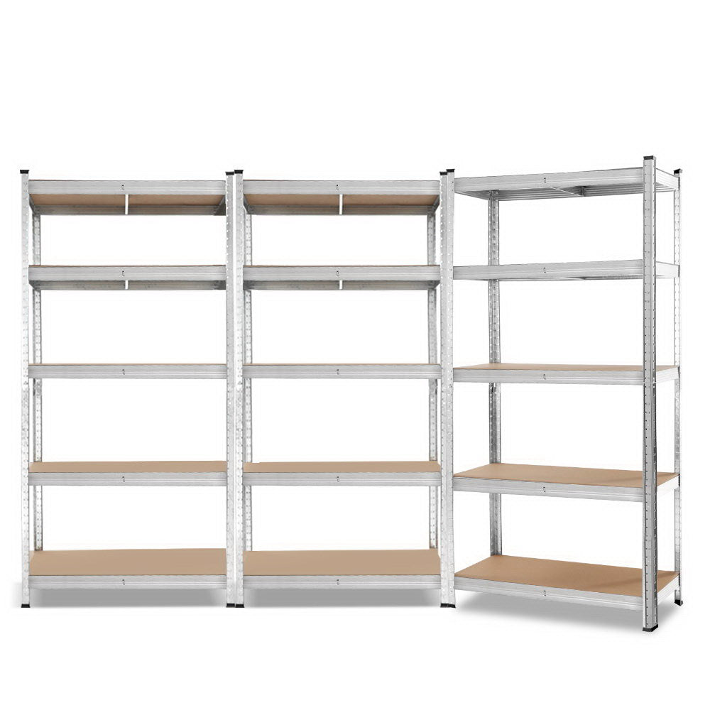 5 tier steel storage shelving rack in silver view 8