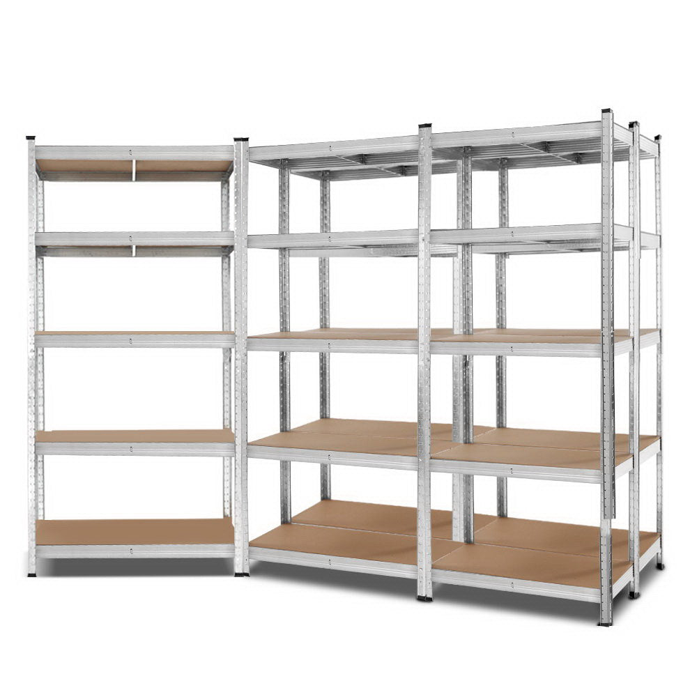 5 Pack 5 Tier Galvanised Steel Storage Shelving Rack 90 x 40 x 180cm Silver - view 8