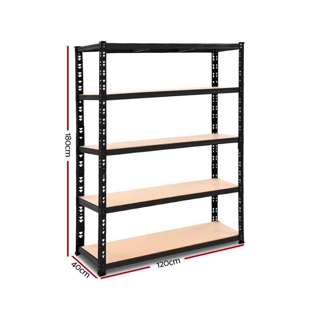 5 tier steel garage shelving rack in black