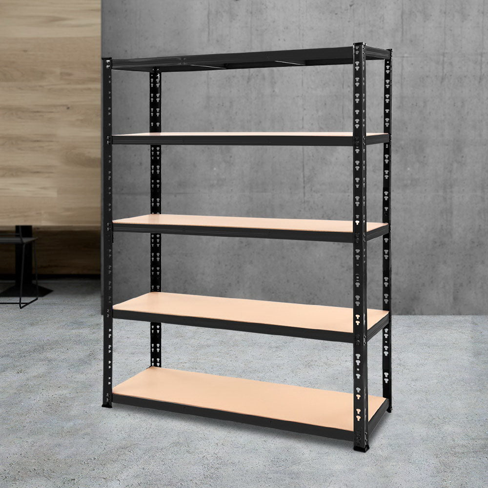 5 tier steel garage shelving rack in black