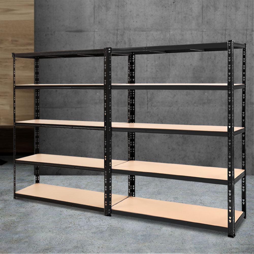 4 Tier Steel Garage Shelving Warehouse Storage Rack 2.4m x 1.8m Matte Black