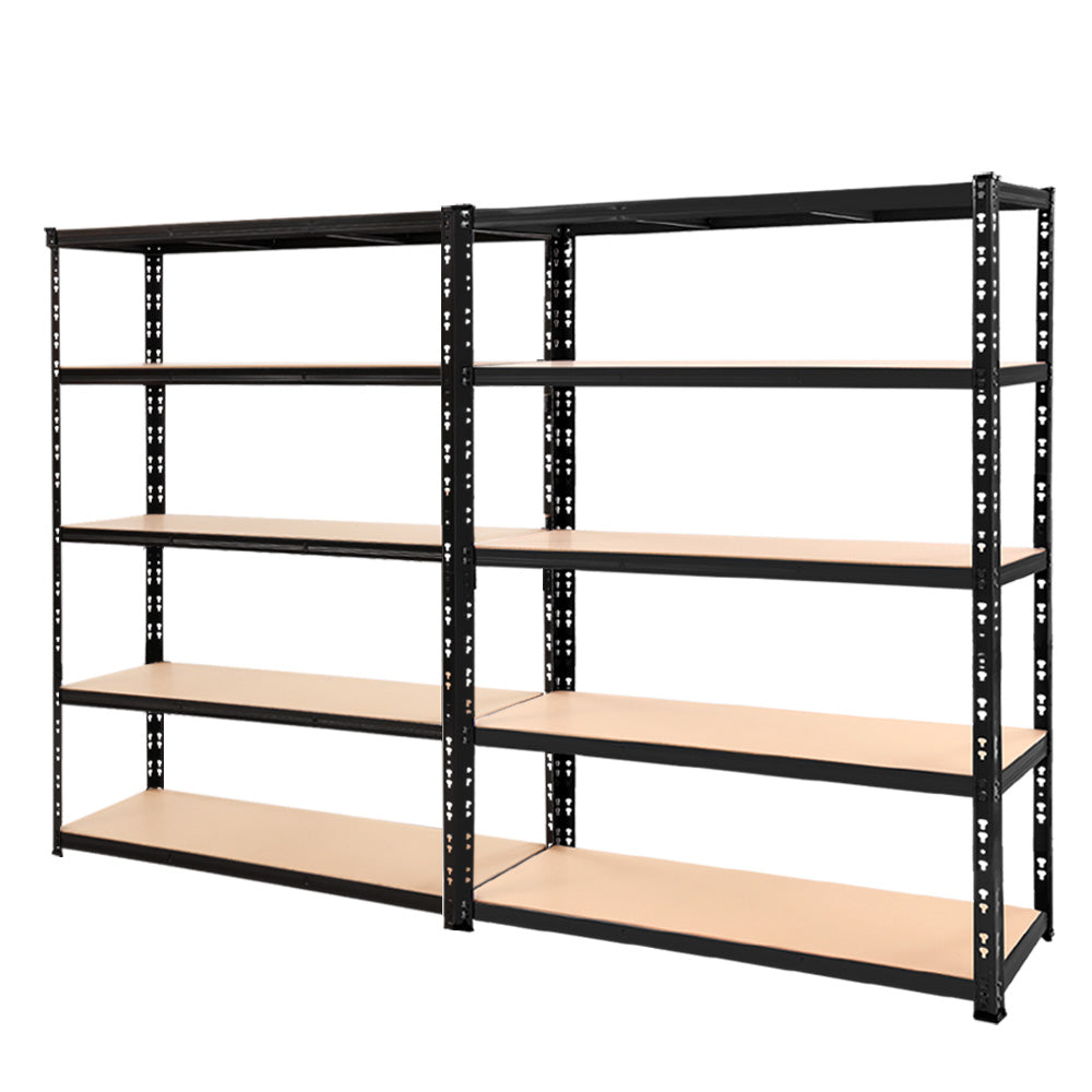 4 Tier Steel Garage Shelving Warehouse Storage Rack 2.4m x 1.8m Matte Black