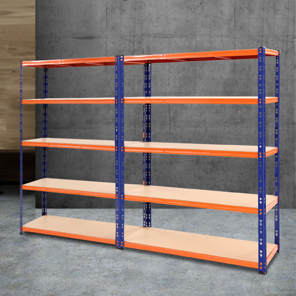 4 Tier Steel Garage Shelving Warehouse Storage Rack 2.4m x 1.8m Black