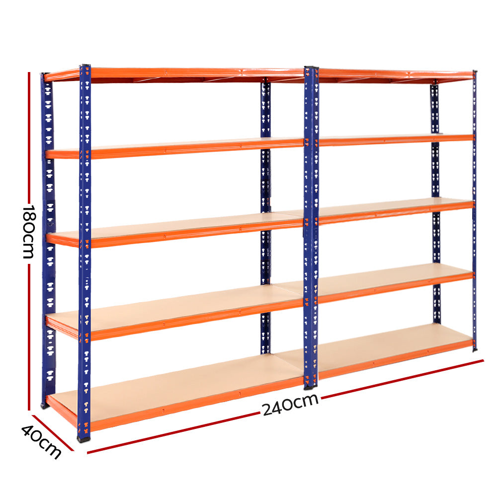 4 Tier Steel Garage Shelving Warehouse Storage Rack 2.4m x 1.8m Black