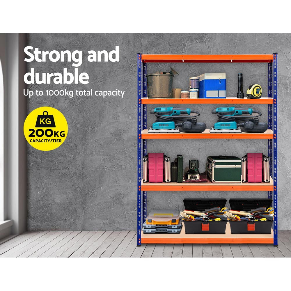 4 Tier Steel Garage Shelving Warehouse Storage Rack 2.4m x 1.8m Black